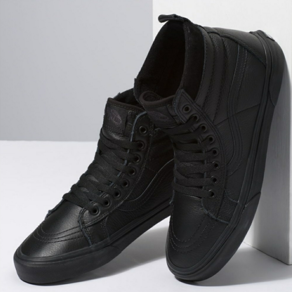 Mens vans black leather SK8 HI MATE